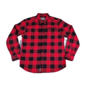 Rebel Eight  Mens XL Red & Black  Buffalo Check  Embroidere Flannel Button Down